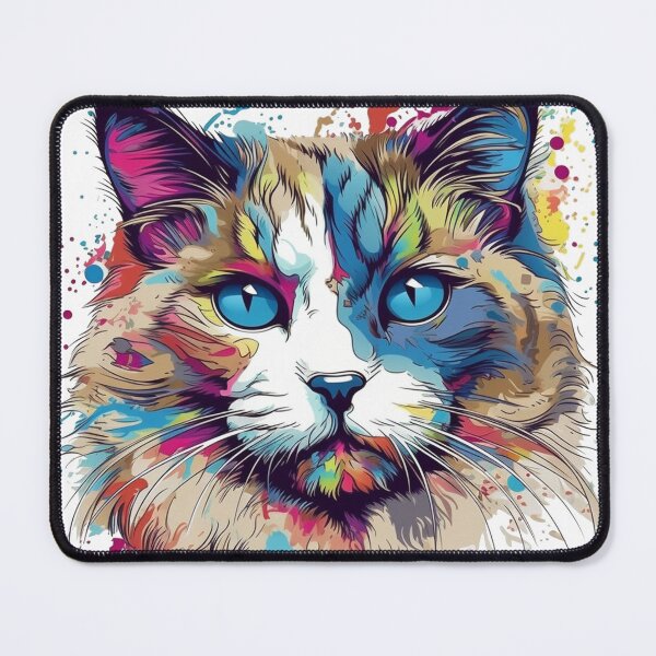 Item preview, Whimsy - Colorful Portrait Art for Ragdoll Cat - High-Quality, Playful Design for Creative and Whimsical Cat Owners designed and sold by DooodleGod.