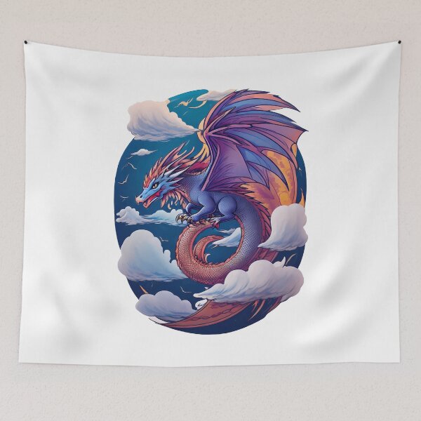 Item preview, Japanese Dragon In Flight Surrounded By Clouds, Asian Art, Japanese Mythology designed and sold by Porcupine Tees ⭐⭐⭐⭐⭐.