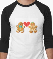 Gingerbread cookies on white Men's Baseball ¾ T-Shirt