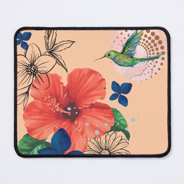 Item preview, Giant hibiscus and hummingbird tropical art designed and sold by Caribelle.