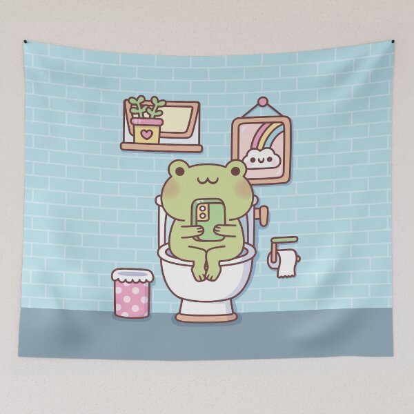 Item preview, Cute Frog Chilling On Toilet Bowl designed and sold by rustydoodle.
