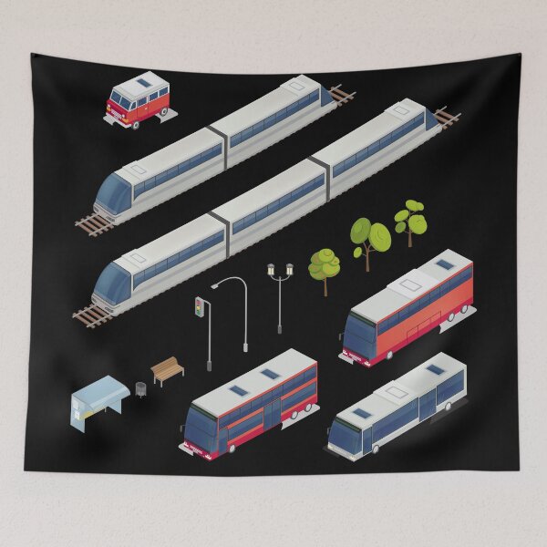Item preview, Isometric City. Urban Elements. Isometric Bus. Isometric Train. City Transportation.  designed and sold by ivector.