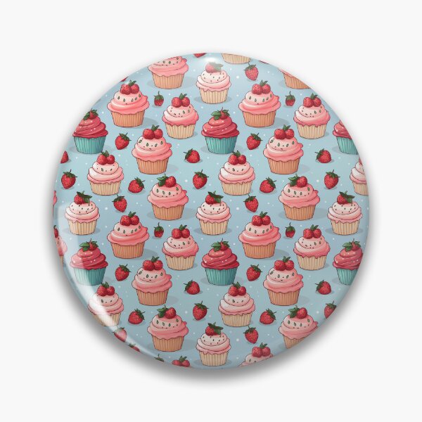 Item preview, Kawaii Strawberry Cupcake Pattern designed and sold by SnowStudio2022.