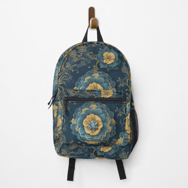 Item preview, Floral Pattern in Golden and Dark Blue designed and sold by Cuddleblossom.