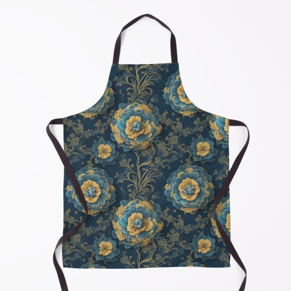 Item preview, Floral Pattern in Golden and Dark Blue designed and sold by Cuddleblossom.