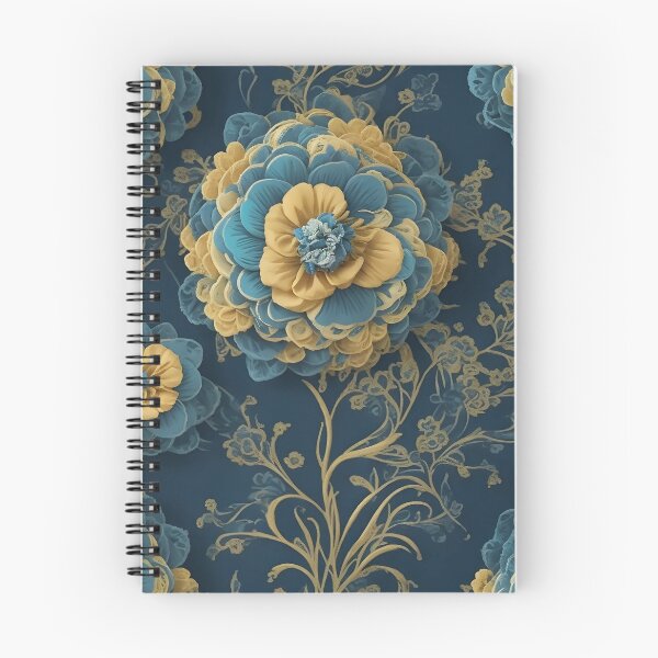 Item preview, Floral Pattern in Golden and Dark Blue designed and sold by Cuddleblossom.