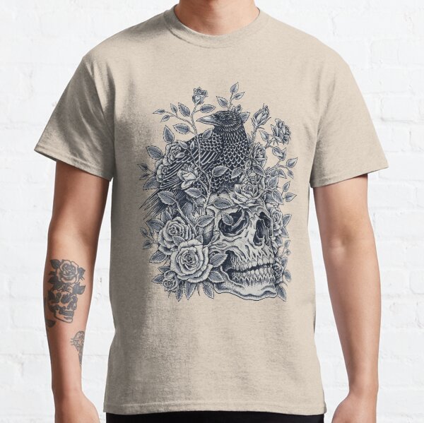Monochrome Floral Skull Classic T-Shirt