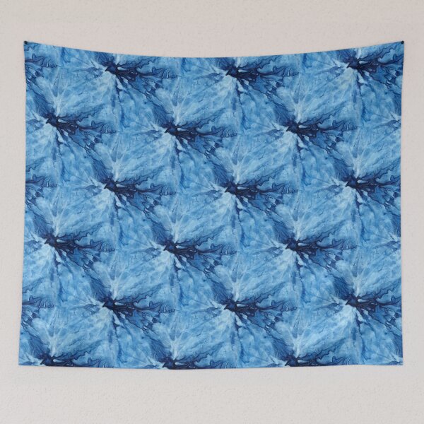 Item preview, Seamless tie-dye pattern of indigo color on white silk.  Shibori dyeing. designed and sold by lamarmarina.
