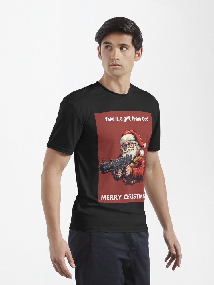 vintage Santa Claus hold the gun Active T-Shirt for Sale by