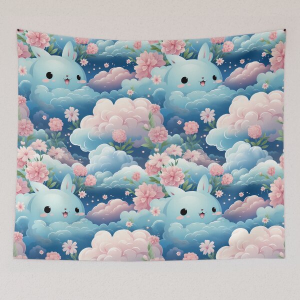 Item preview, kawaii Blue Bunny In The Sky designed and sold by SnowStudio2022.