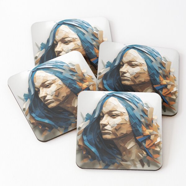 Item preview, Blue Serenity - A Modern Art Head with Polygonal Blue Hair designed and sold by vadimcarazan.