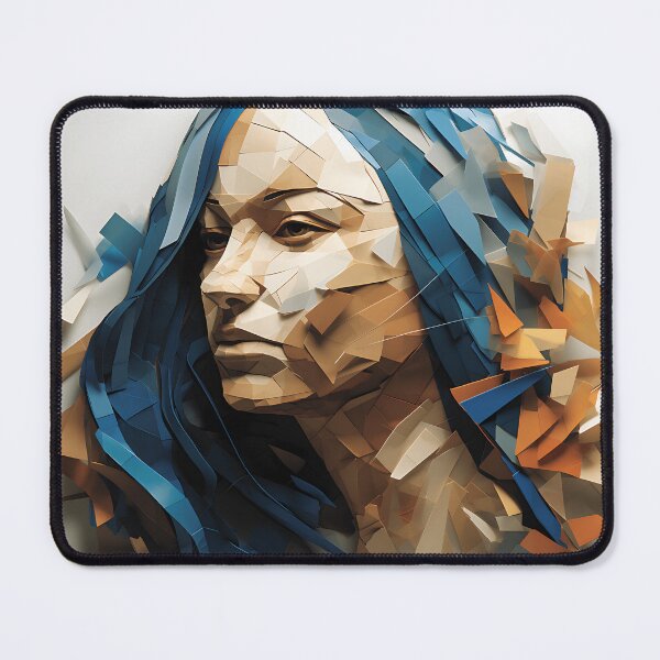 Item preview, Blue Serenity - A Modern Art Head with Polygonal Blue Hair designed and sold by vadimcarazan.