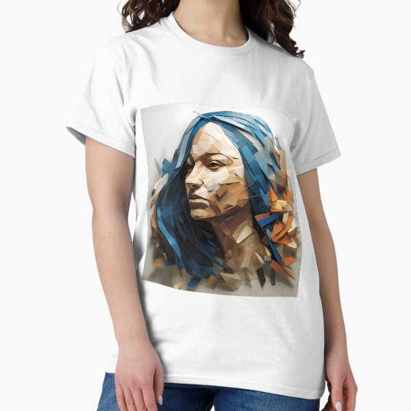 Item preview, Blue Serenity - A Modern Art Head with Polygonal Blue Hair designed and sold by vadimcarazan.