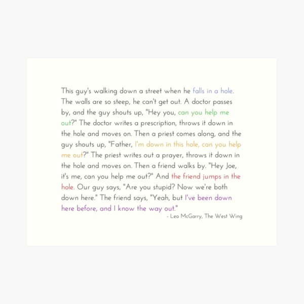 Leo McGarry's Guy Falls in a Hole Speech Art Print