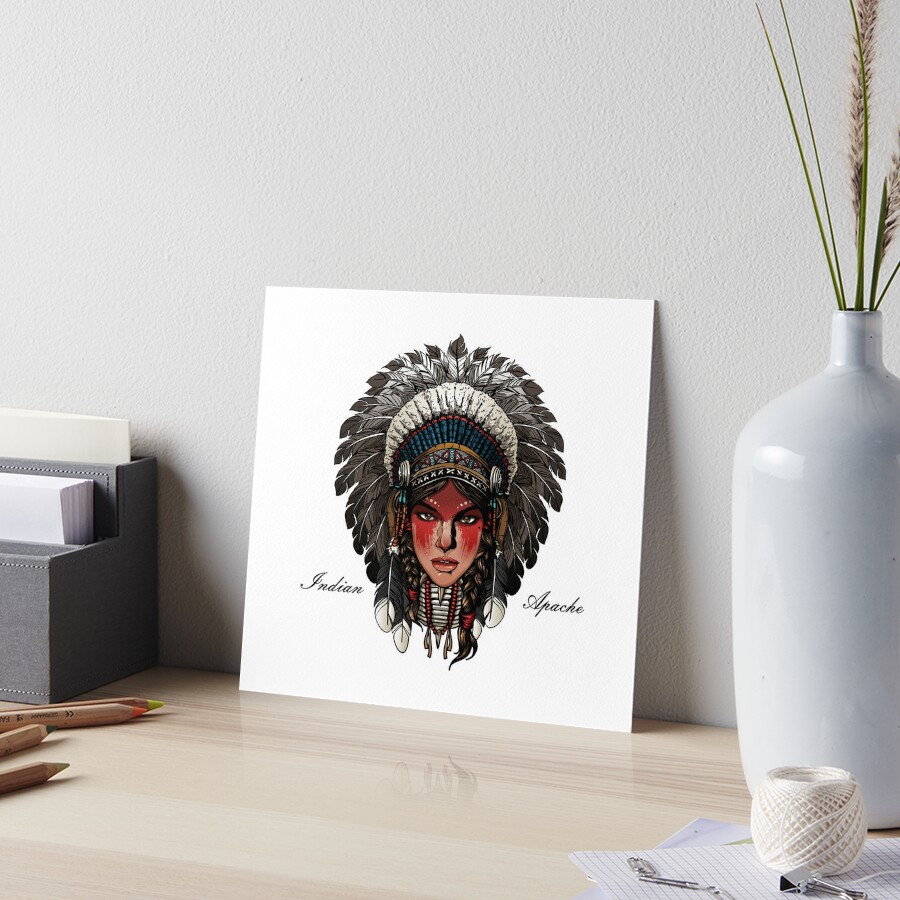 SA1784 - Vinilo adhesivo decorativo para pared, diseño de cabeza tribal  india nativa americana, cherokee indio, navajo, apache, niña, guardería