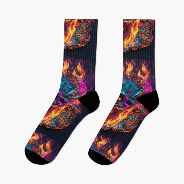 Item preview, Skull splashing with colorful fires on dark blackground designed and sold by Jayjaynaenae.