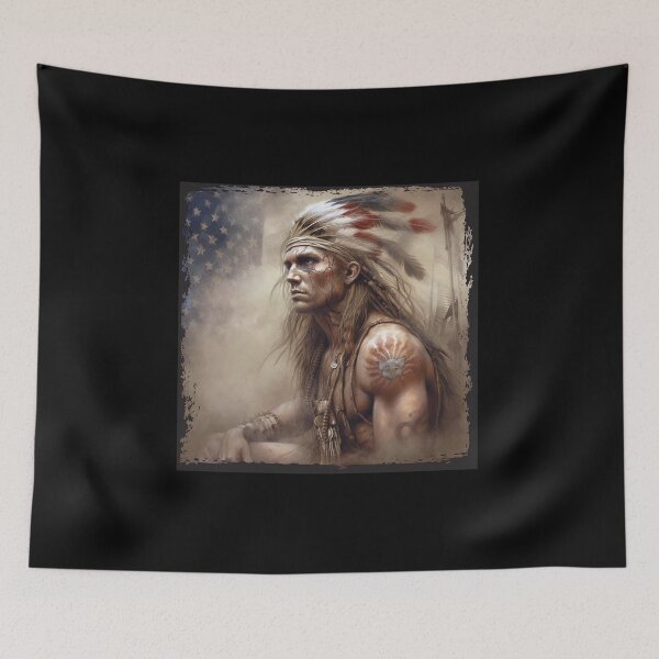Item preview, Native American man with feathered headdress designed and sold by TirrellColister.