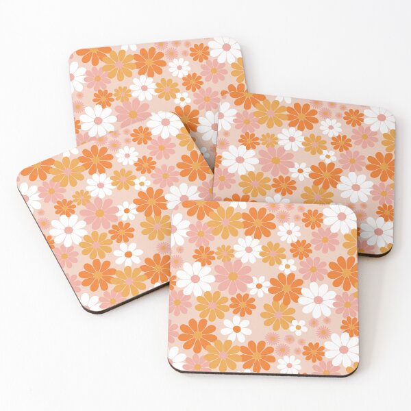 Artikelvorschau, Flower Power Retro-Blumenmuster – Orange-Rosa der 60er Jahre entworfen und verkauft von Colorblizz.