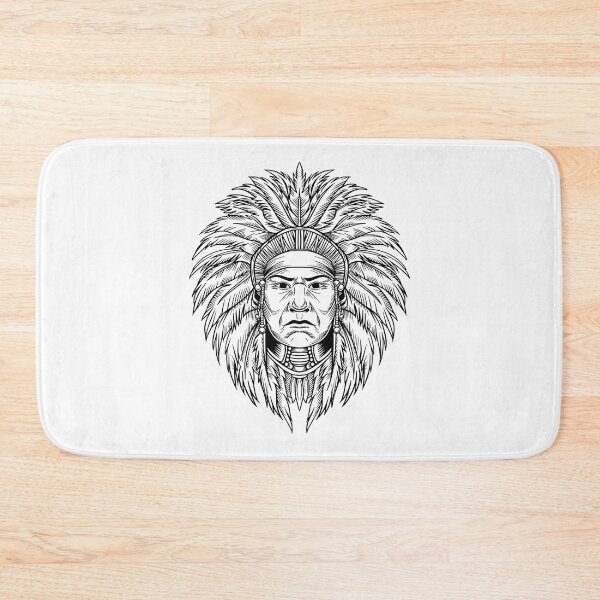 Item preview, Indian chief in feathers war bonnet on white designed and sold by TirrellColister.