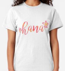 Camiseta clásica Ohana Hawaii Plumeria Acuarela Floral