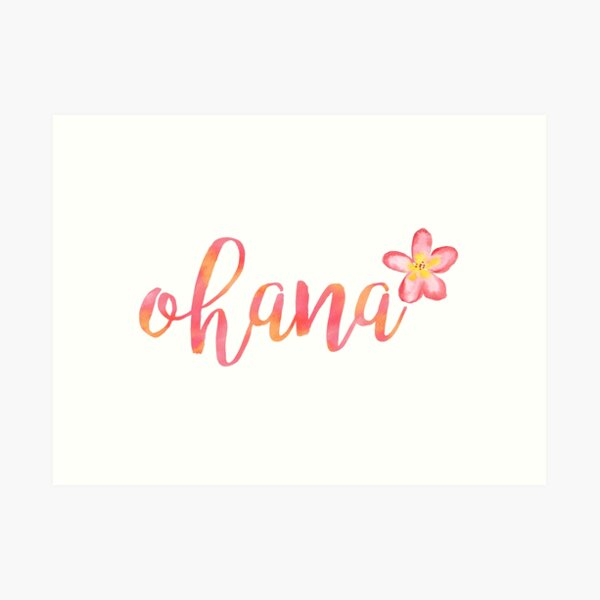 Ohana Hawaii Plumeria Watercolor Floral Art Print
