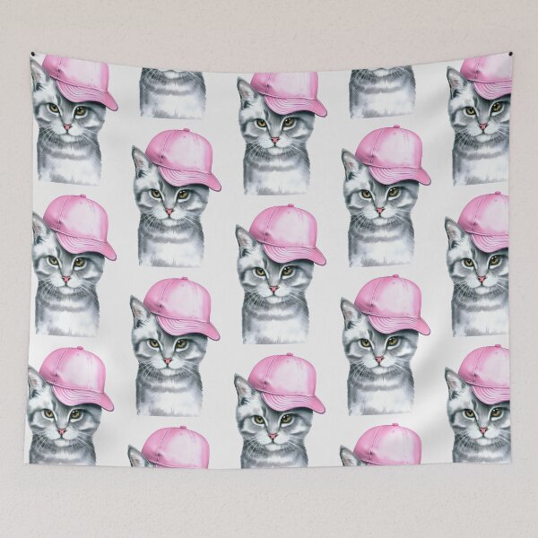 Artikelvorschau, Amerikanische Kurzhaarkatze mit pinkfarbener Mütze entworfen und verkauft von pocketart2023.