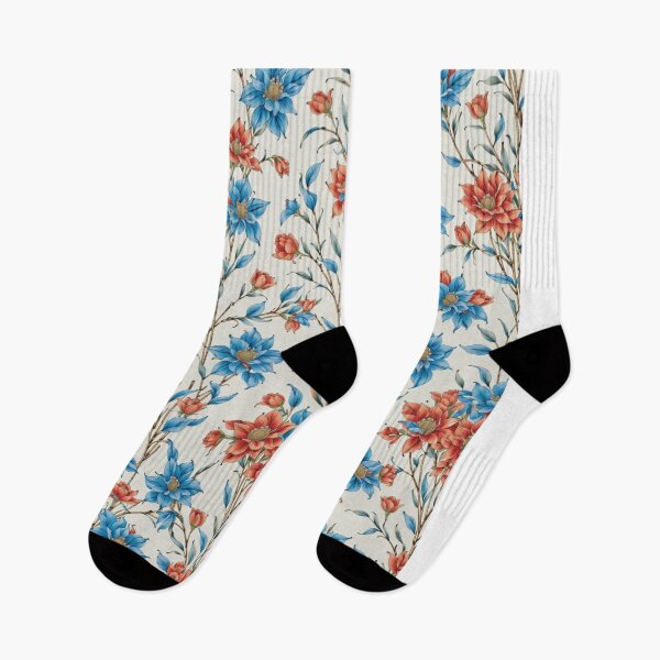 Item preview, Red Blue Flower Pattern designed and sold by Nyam-NyamMerch.