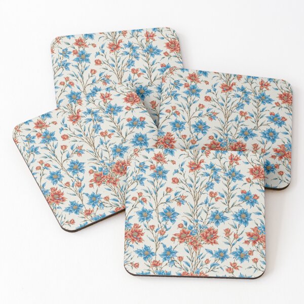 Item preview, Red Blue Flower Pattern designed and sold by Nyam-NyamMerch.