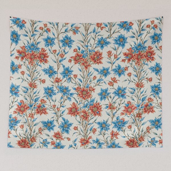 Item preview, Red Blue Flower Pattern designed and sold by Nyam-NyamMerch.