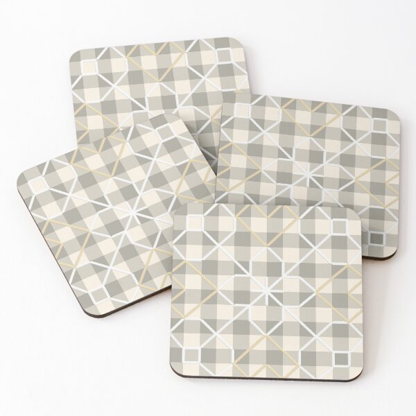Item preview, Beige and White Embroidered Grey Gingham Checks designed and sold by MerryMakewell.