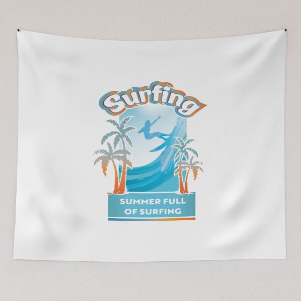 Item preview, Summer full of surfing, Surfing, Surfer on the wave, Palm trees, Rainbow colors designed and sold by VELLTOdesign.