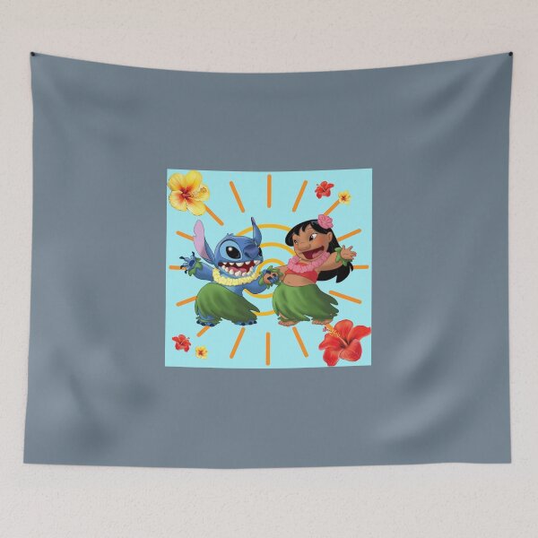 Item preview, Lilo and Stitch dancing with Hawaiian flowers designed and sold by JaxtonBosch.