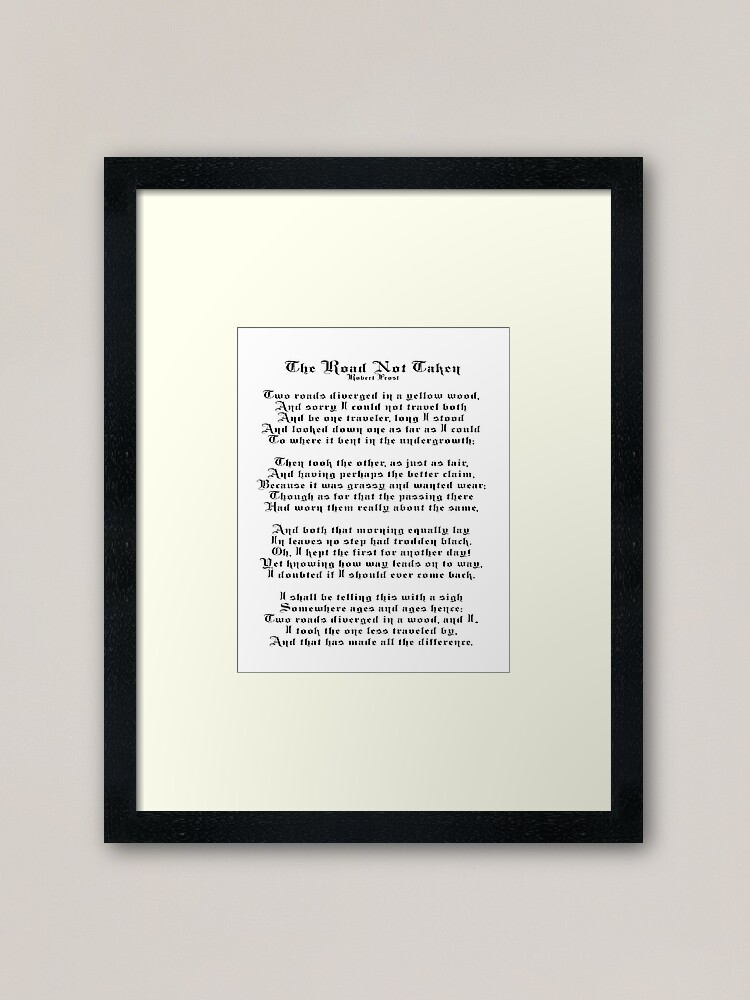 Alternate view of The Road Not Taken. Poem by Robert Frost. Framed Art Print