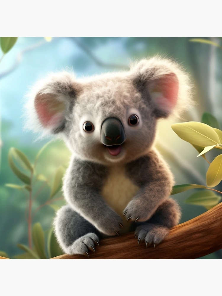 Cute koala and coconut cartoon illustration leggings