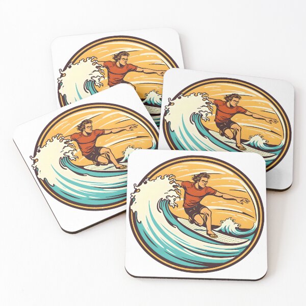 Item preview, Retro cool surfer dude riding the waves print designed and sold by CogentPrints.