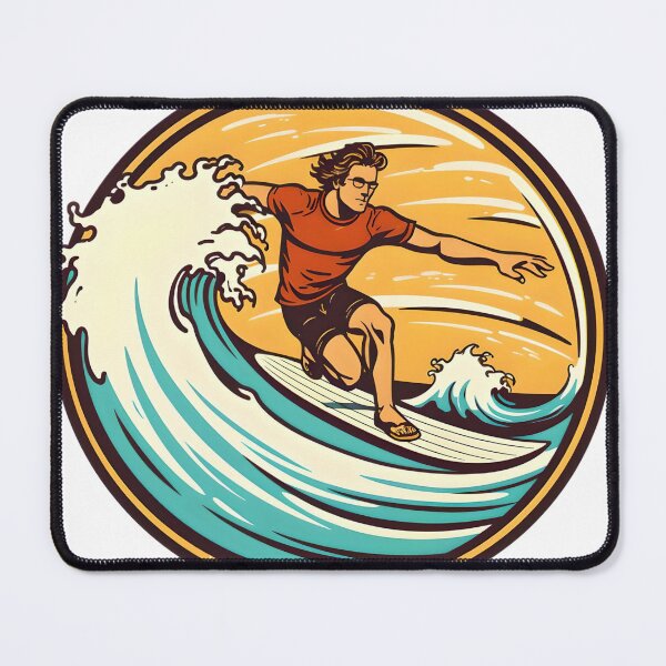 Item preview, Retro cool surfer dude riding the waves print designed and sold by CogentPrints.