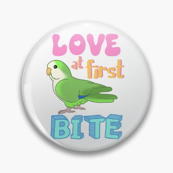 Item preview, Love at first bite Green Quaker Funny Birb merch Parrot Kawaii designed and sold by FandomizedRose.