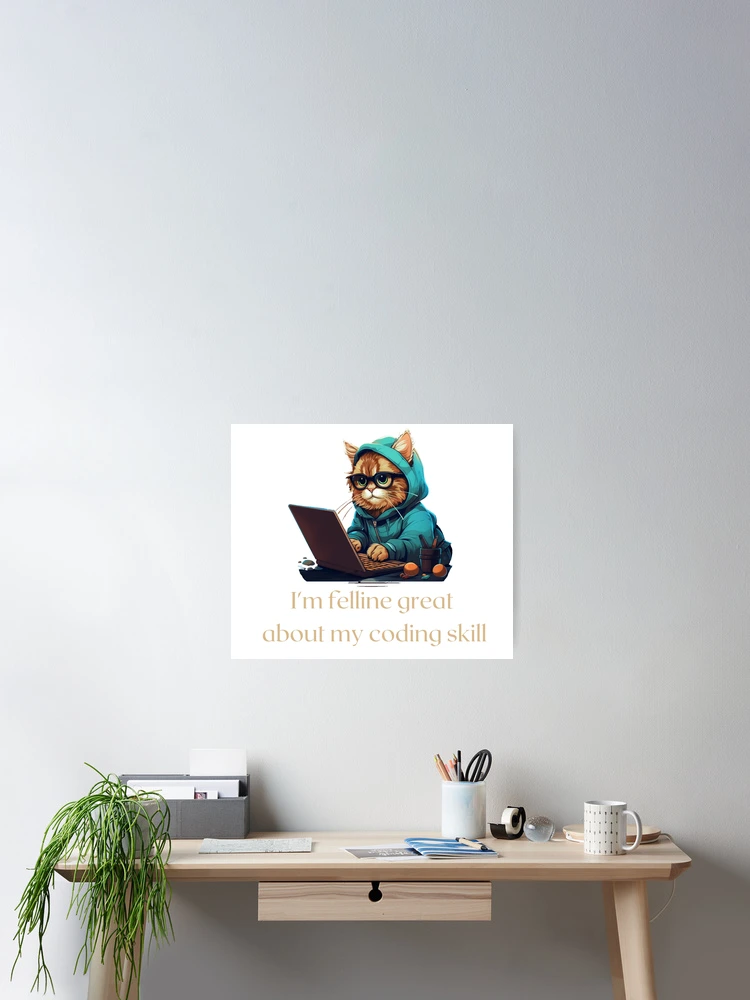 Thumbnail 2 of 3, Poster, Coding cat designed and sold by GeoColl.