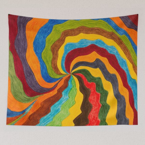Item preview, Paint on Canvas: Coloured Spiral with Wavy Lines designed and sold by MTShoppingLine.
