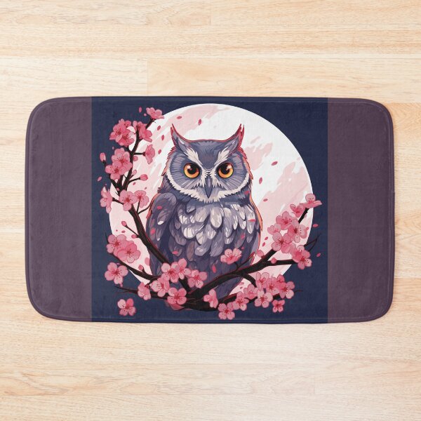 Item preview, Owl and cherry blossoms designed and sold by Jabuticabaeyes.