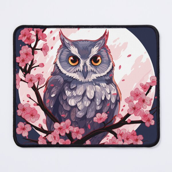 Item preview, Owl and cherry blossoms designed and sold by Jabuticabaeyes.