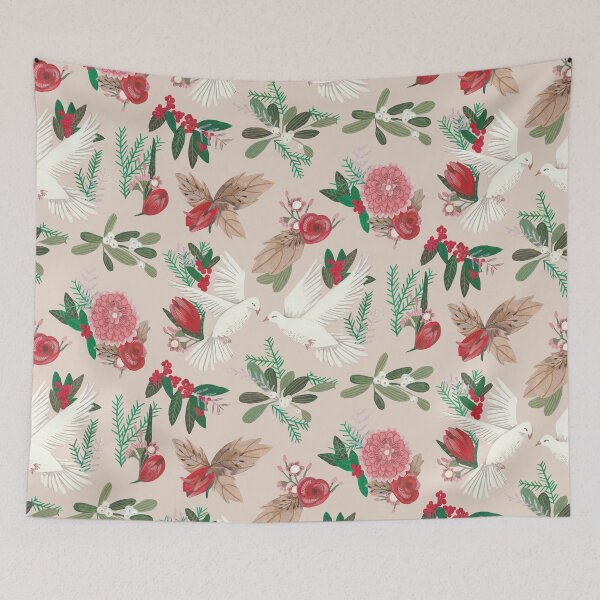 Item preview, Christmas peace on earth doves botanical floral greenery designed and sold by Caroline Bonne Müller.