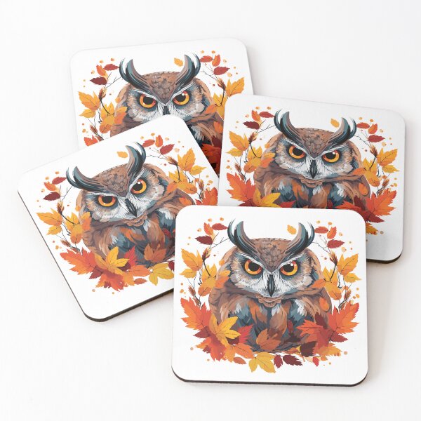 Item preview, Owl and Autumn leaves designed and sold by Jabuticabaeyes.
