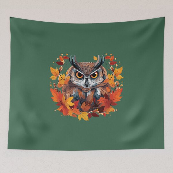 Item preview, Owl and Autumn leaves designed and sold by Jabuticabaeyes.