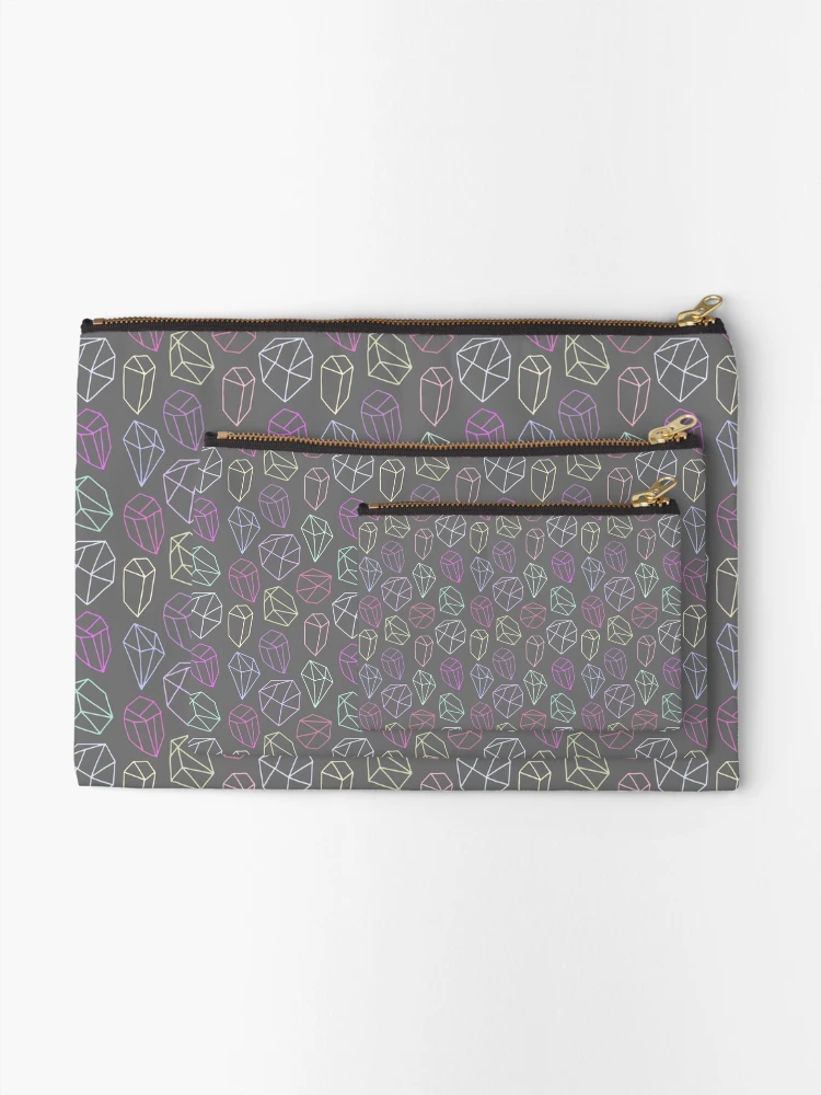 Thumbnail 2 of 4, Zipper Pouch, Crystal Rocks Colorful Pattern designed and sold by Martina Mladenova.