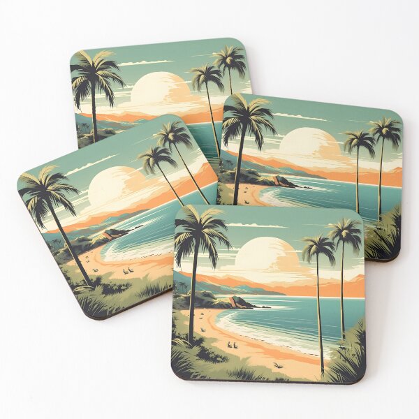 Item preview, Serene Shores - Beach with Palms in Pastel Colors designed and sold by UrsaStick.