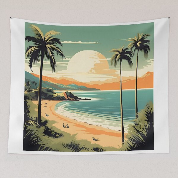 Item preview, Serene Shores - Beach with Palms in Pastel Colors designed and sold by UrsaStick.