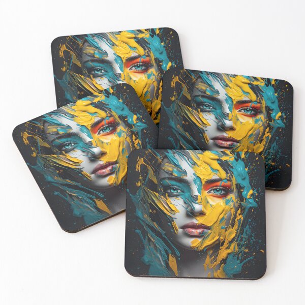 Item preview, Radiant Harmony - Woman's Face in Yellow and Blue designed and sold by UrsaStick.