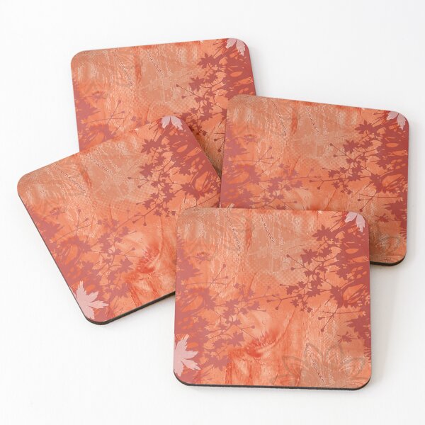 Item preview, Flower Leaves Foliage Overall Pattern Orange Colors Background designed and sold by WinfinityDesigns.