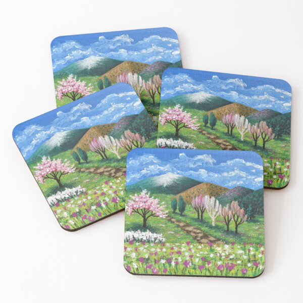 Item preview, Cute flowering trees in the mountain designed and sold by mariya-ivanova.